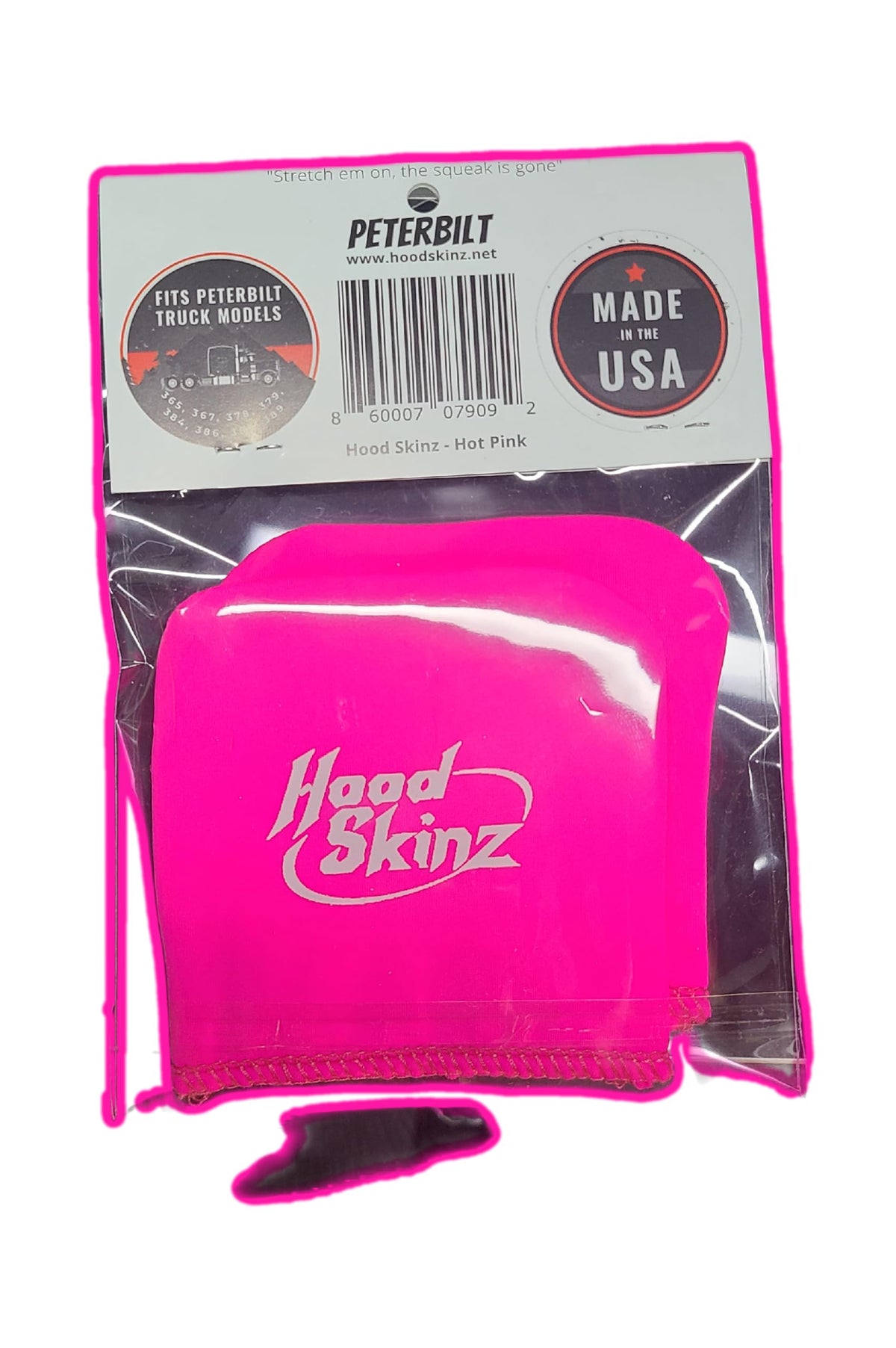 Hood Skinz Hot Pink Single Pair - Hood Skinz are a low-friction sleeve, handcrafted in the USA, to fit the upper hood supports of your Peterbilt 365, 367, 378, 379, 384, 386, 388, and 389 models.