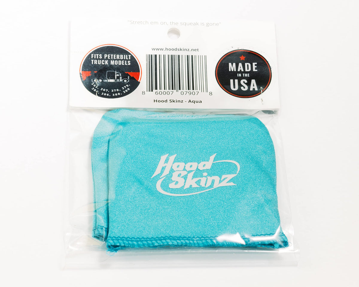 Hood Skinz Aqua Single Pair - Hood Skinz are a low-friction sleeve, handcrafted in the USA, to fit the upper hood supports of your Peterbilt 365, 367, 378, 379, 384, 386, 388, and 389 models.